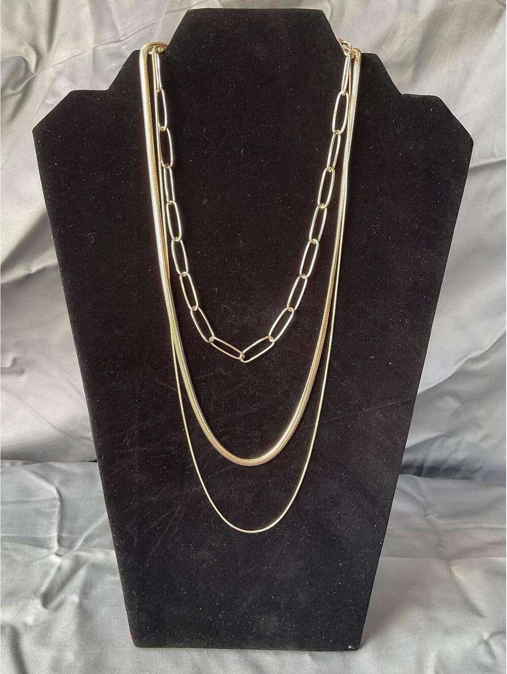 Express Good Tone 3 Strand Chain Necklace # 1211